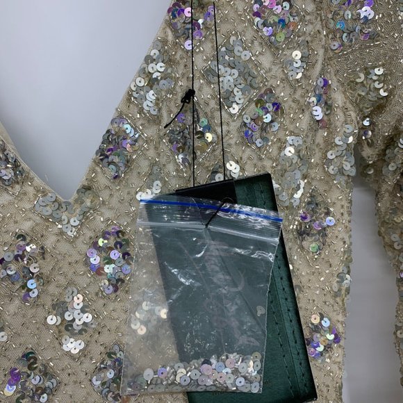 Mac Duggal Dress 5021 Geometric Embellished Evening Gown Long Sleeve - Picture 6 of 16